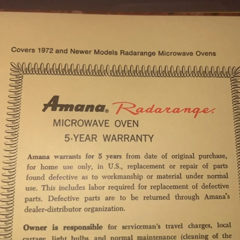 Amana Radarange Microwave Oven Cooking Guide Book‎ 1972 Vintage White